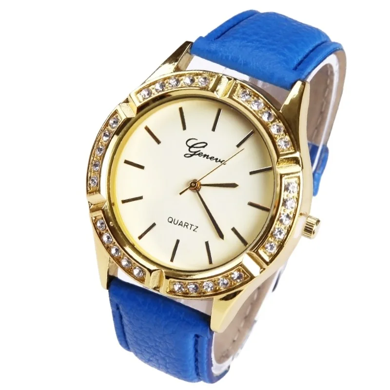 Gnova Платиновый горный хрусталь золотые женские часы Geneva стиль 7 звезд Хрустальный