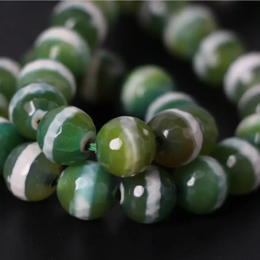 3 нити/партия оптовая продажа 8 мм 10 зеленый и белый одна линия в полоску тибетский