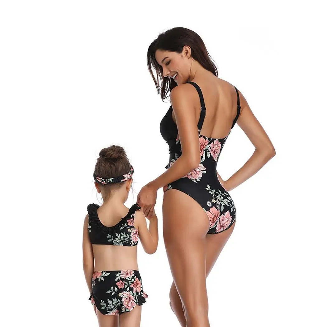 Женский комплект бикини с v-образным вырезом без рукавов цветочным принтом