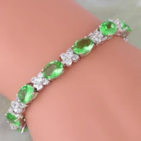womens green cubic zirconia silver color bracelets bangles fashion jewelry 20cm 7 87 inch ab460