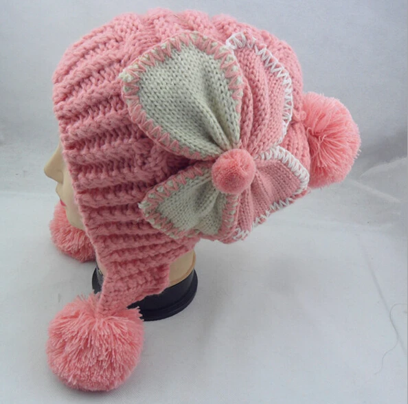 Корейской волны осень и зима с бантом симпатичные уха г-жа теплая шерсть шляпа