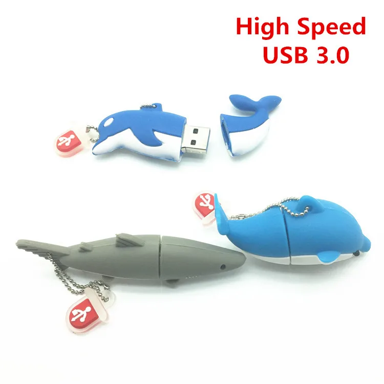 Хит продаж флеш накопитель с изображением животных акулы рыбы USB 3 0 8 ГБ 16 32 64 ГБ|USB