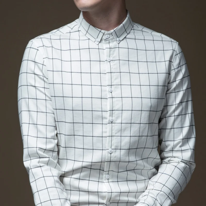Мужская рубашка с длинными рукавами Camisa Social Masculina Pinli Pin Li новая осенняя в клетку