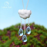lotus fun real 925 sterling silver handmade christmas fine jewelry ethnic cloud long tassel pendant without necklace for women