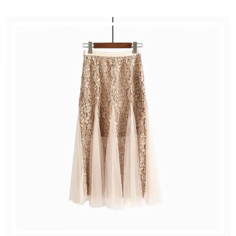 

2020 Spring New Arrival Lace Skirt European Style Refined Splicing Ladies Skirts Mermaid Faldas Largas Elegantes clothes