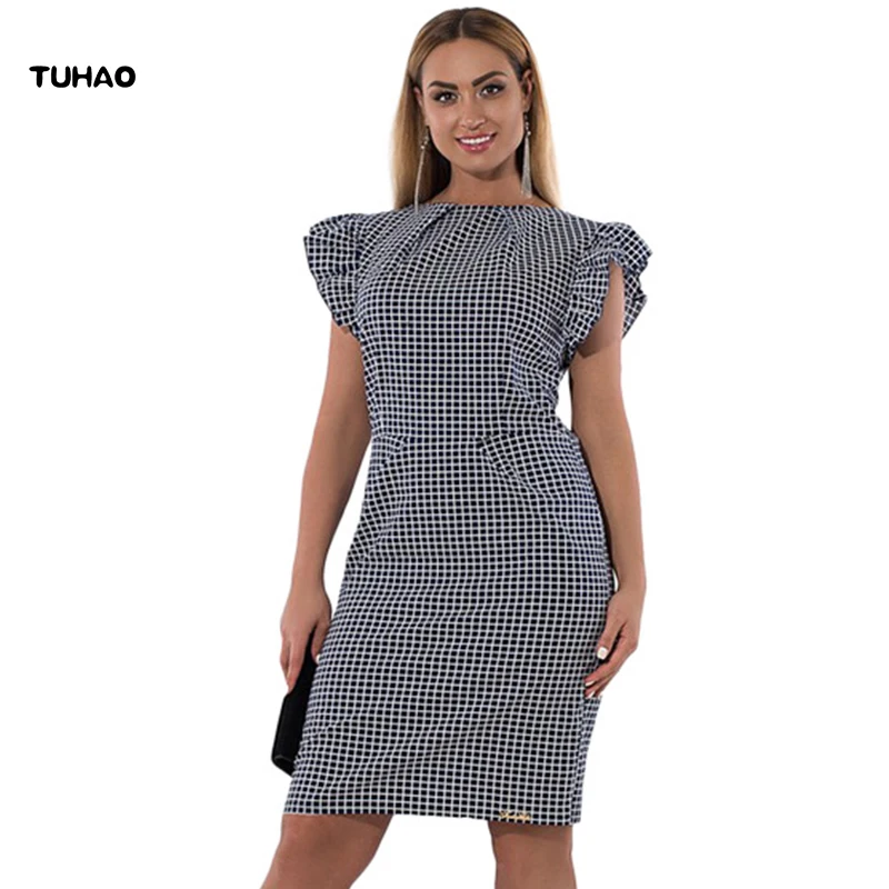 Модные клетчатые платья размера плюс 6XL 5XL 4XL 2019 летнее платье-карандаш больших