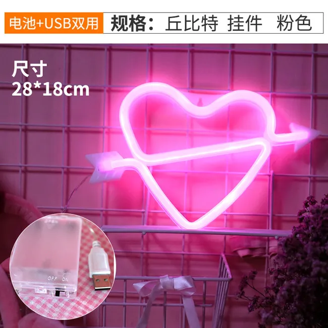 Cupid Pink JXSFLYE светодиодный неоновый светильник ночник с Фламинго/губы уникальный дизайн мягкий светильник Настенный Декор лампа для рождественской свадебной вечеринки детская комната - Испускаемый цвет: Cupid Pink