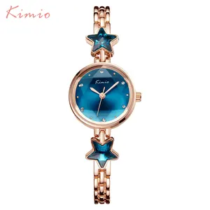Женские часы от бренда KIMIO, кварцевые часы под платье, золотые женские часы с браслетом, роскошные женские наручные часы 2018, популярные подарочные часы для девушек