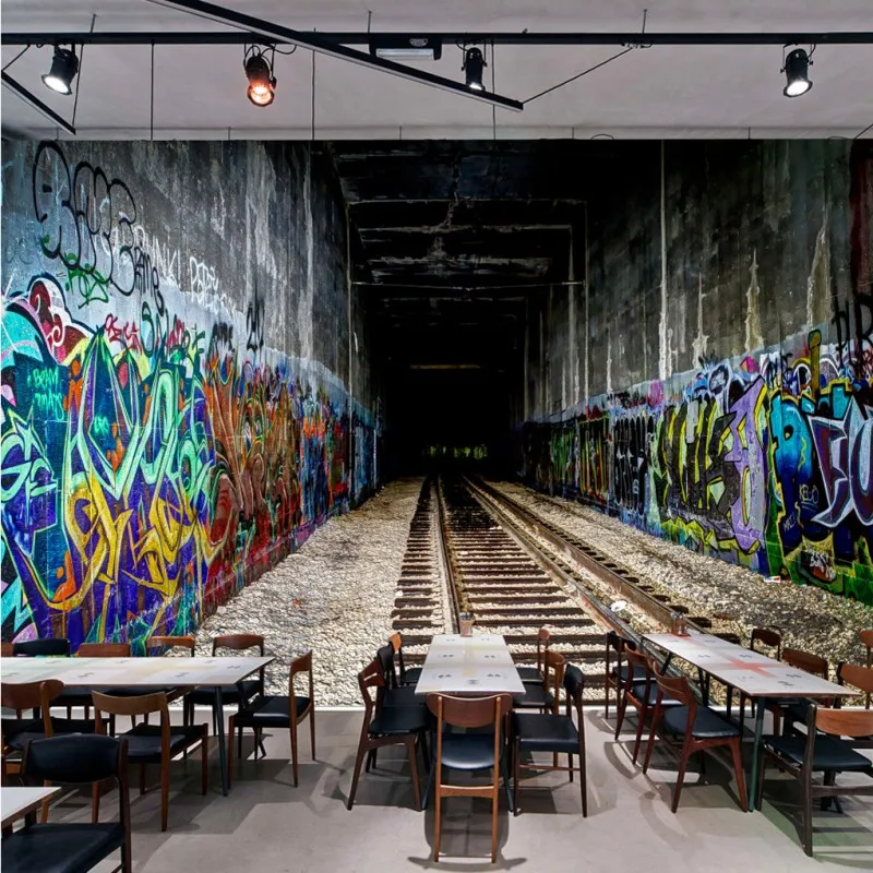 Пользовательские росписи пользовательские 3D стерео туннельный канал бар КТВ фон