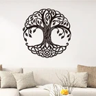 Настенные художественные наклейки с изображением дерева жизни, Настенный декор для йоги, мандала, круглые деревья, виниловые настенные наклейки, настенное украшение для дома и комнаты