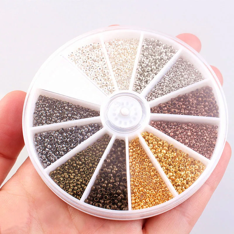 3000Pcs 1.5mm 2.0mm Mixed Brass Crimp End Beads Metal Beads Smooth Ball End Caps For DIY Jewelry Making