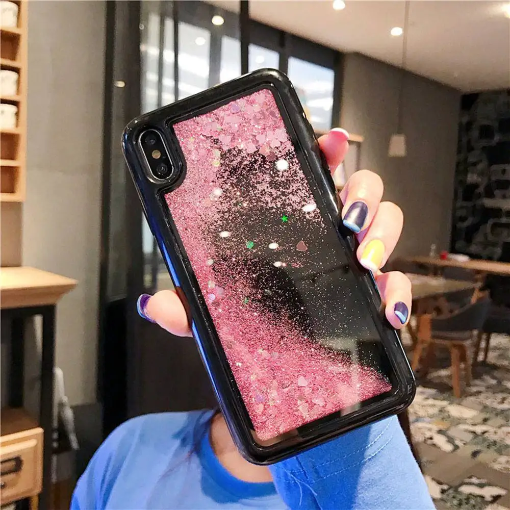 KISSCASE зыбучий песок рамка с блестками чехол для iPhone X XR XS MAX 7 8 6 6S Plus динамический