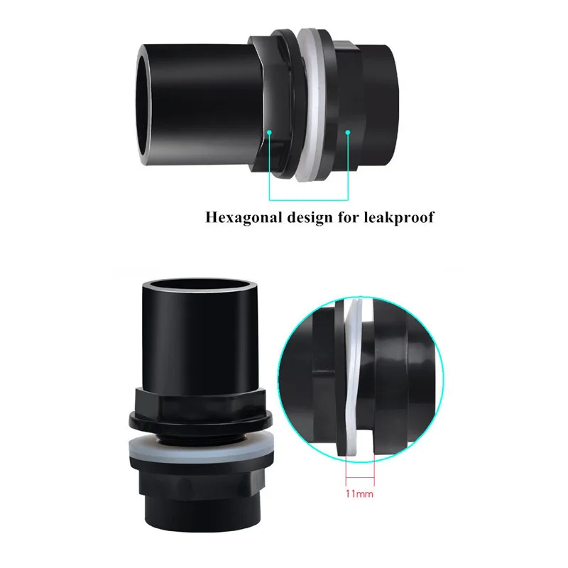20/25/32/40/50mm Black Aquarium Connector PVC Waterproof Pipe Butt Fish Tank Straight Fitting Joint Tools Accessory | Дом и сад