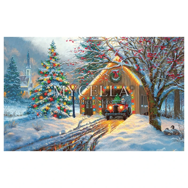 

Full landscape 5D DIY Diamond Painting Christmas Bridges Winter Art Embroidery Cross Stitch Needlework Diamond Mosaic Decor Gift