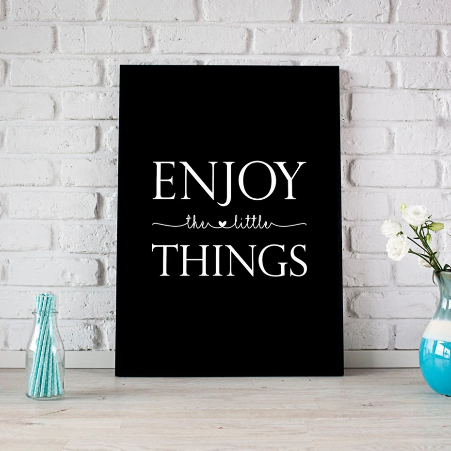 

Enjoy The Little Things Nursery Canvas Painting Black And White Wall Art Poster Print Nordic Picture Kids Baby Room Home Decor