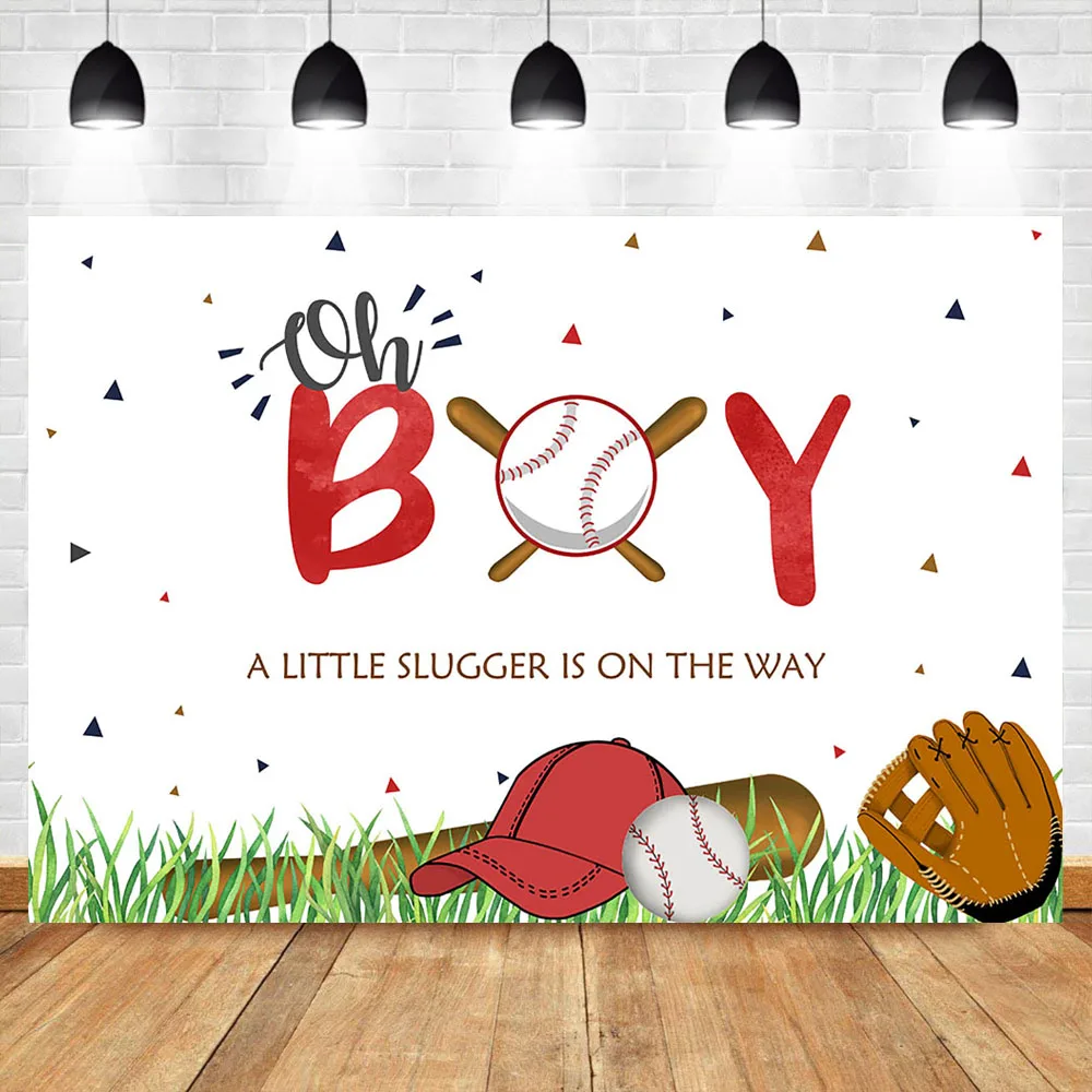 NeoBack Oh Boy Baby Shower Backdrop бейсбольная тема детский душ фото фон для фотосъемки
