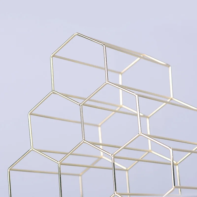 

Honeycomb shape Shelf Metal 6 Bottle Wine Rack Display Shelf Wine Bottles Storage Holder Stand Rack Cabinet Home Shop Decoration