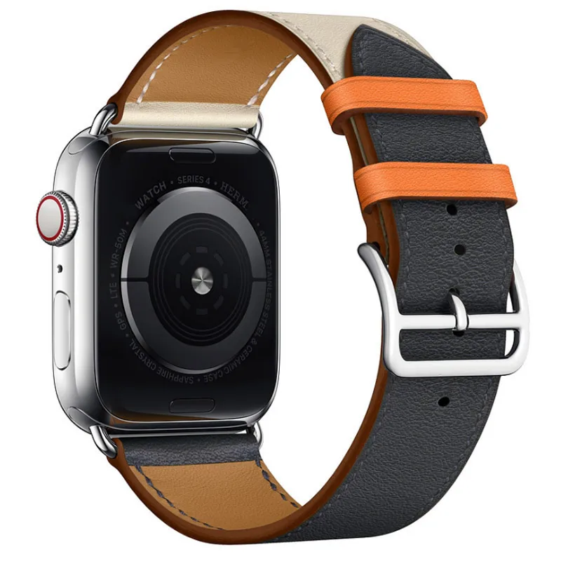 Ремешок для часов из натуральной кожи 38/42/40/44 мм цветной браслет Apple Watch Series 4 3 2