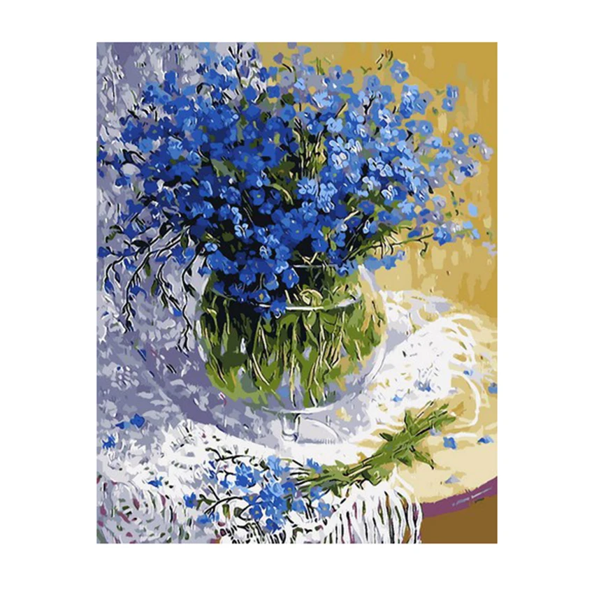 WONZOM синий цвет фотообои DIY масляная краска 40x50 см искусство на холсте Serene картина