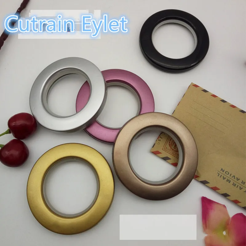 

Factory Supply 80pcs x 42mm Plastic Curtain Eyelets and Rings Clips Grommets In 8 Different Colour