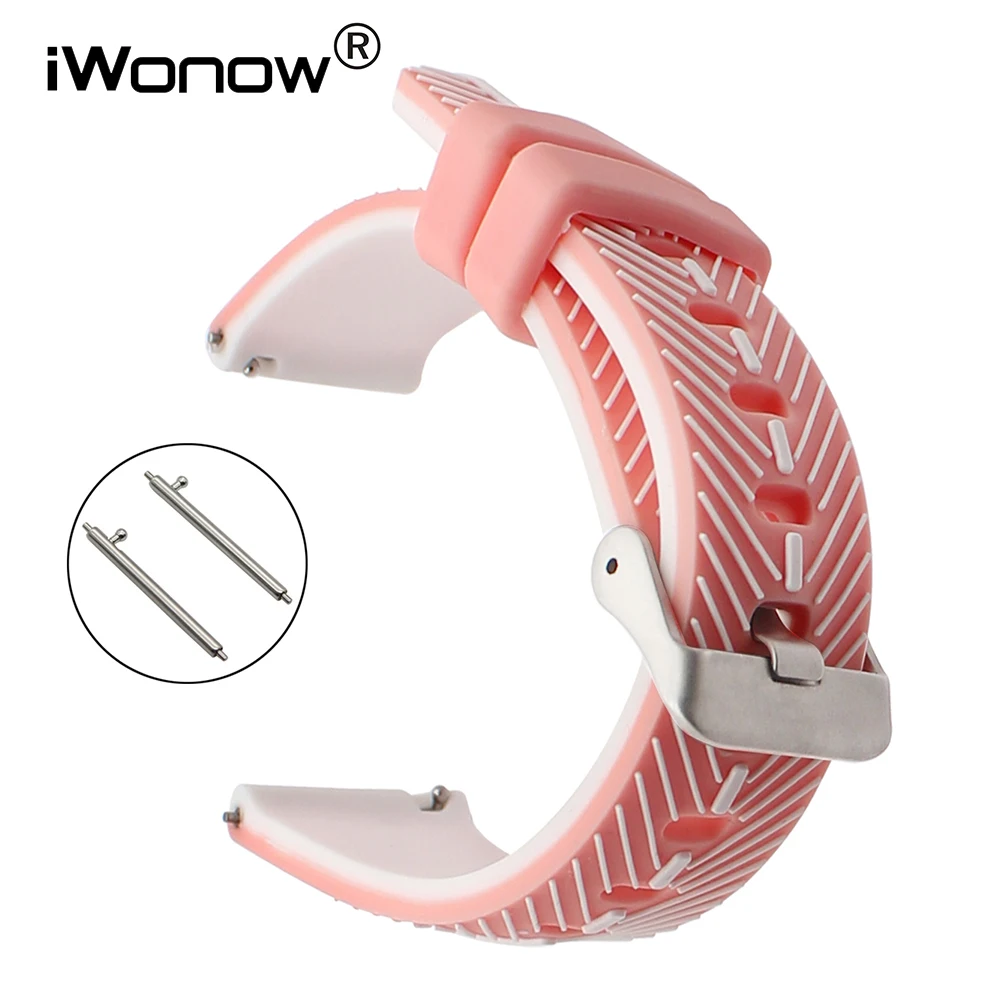 

Quick Release Silicone Watchband 21mm 22mm Universal Rubber Watch Band Double Color Feather Strap Steel Buckle Wrist Bracelet