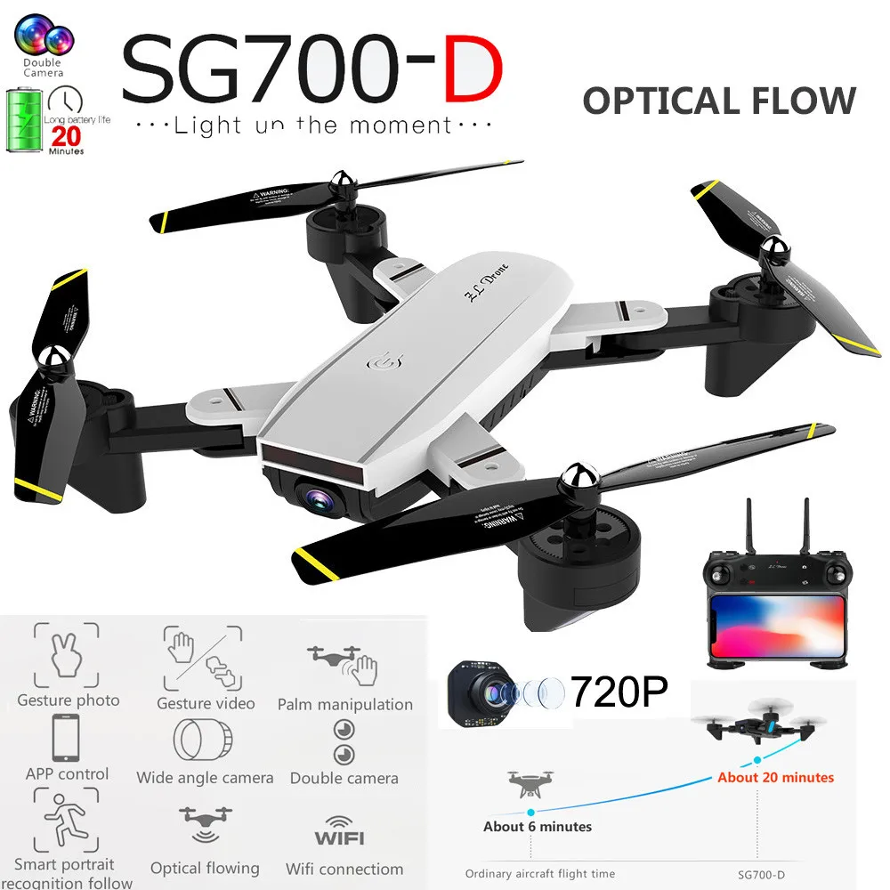 SG700 D 2 4 Ghz 4CH широкоугольный WiFi 720P оптический поток двойная камера - Цена: 4 194,67 руб.