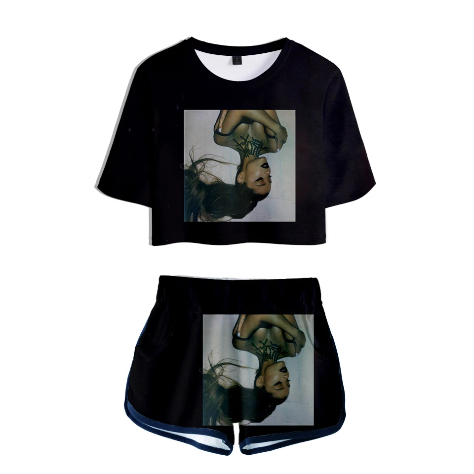 

new 2019 drop shopping 3D Ariana Grande Summer Two Pieces sets Women Fashion Clothes Cute girl Hot Harajuku T-shirts shorts