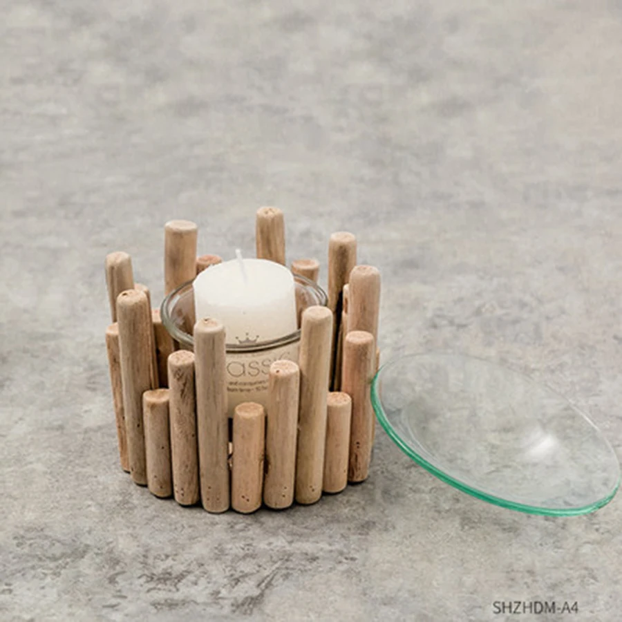 Северный Рождественский Подсвечники Tealight Винтаж деревянный подсвечник Стекло центр Украшение стола с утолщённой меховой опушкой, романтический X6T007