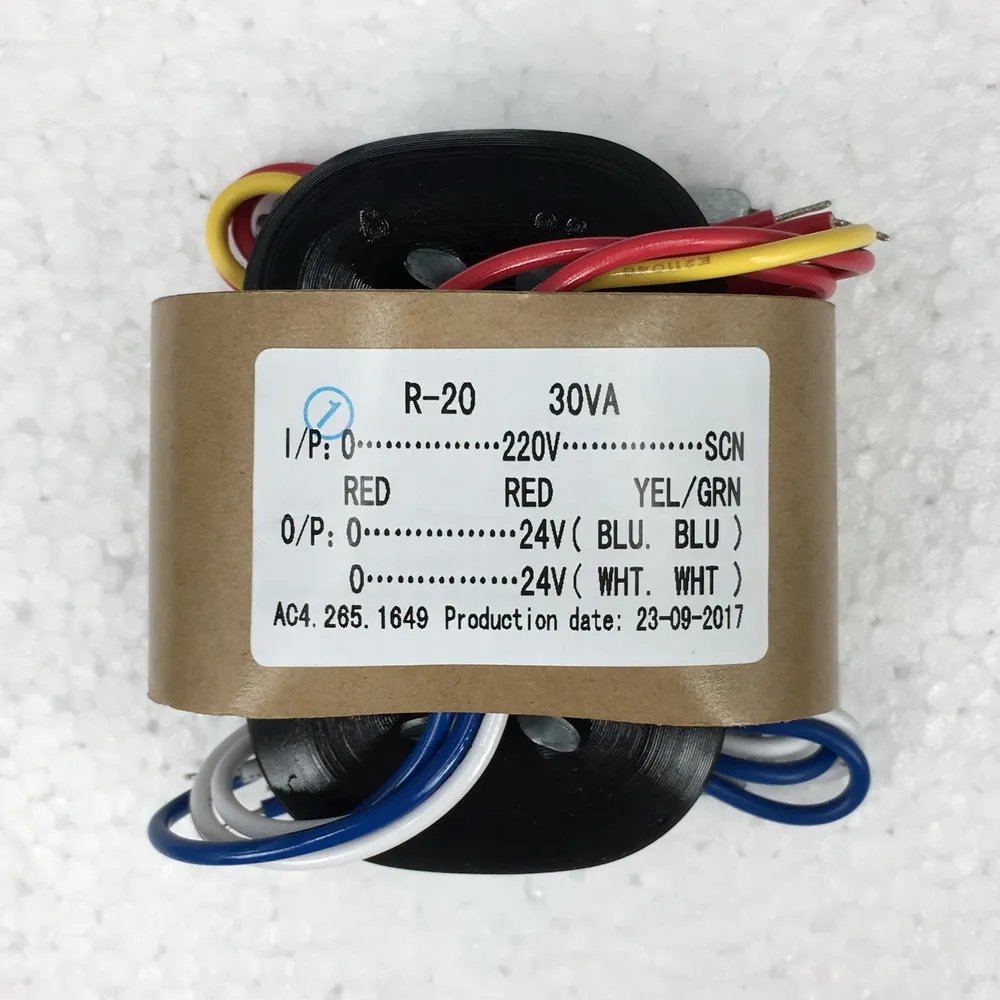30VA 2X24V 0.63A R трансформатор с сердечником 220VAC 30VA 2*9 V/12 V/15 V/18 V/24 V Одиночный 32V с экранированным выходом для декодирования DAC - Цвет: 30VA 2X24V 0.63A
