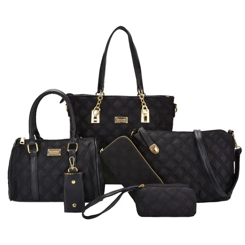

6 Pcs/set Elegant Composite Bag Lady Female Handbag Nylon Shoulder Crossbody Bag Women Bags Set With Purse Clutch Wallet