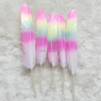 feather top50pcslotthe painting goose feathersunique rainbow feathers wedding feathers hat embellishment 10 15cm long