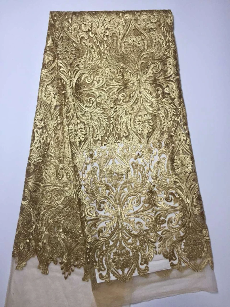 Золотая африканская французская кружевная ткань высокое качество Нигерия