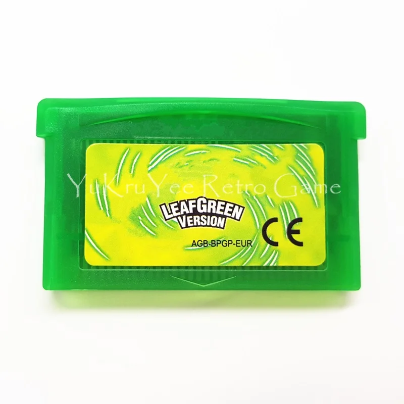Leaf Green GRE Изумрудный огонь красный лист зеленый Рубин Сапфир видеоигры карты памяти картридж для 32 бит консоли аксессуары ЕС Версия - Цвет: Leaf Green GRE