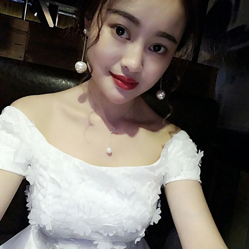 Ювелирные изделия из стерлингового серебра 925 пробы длинные серьги с жемчугом