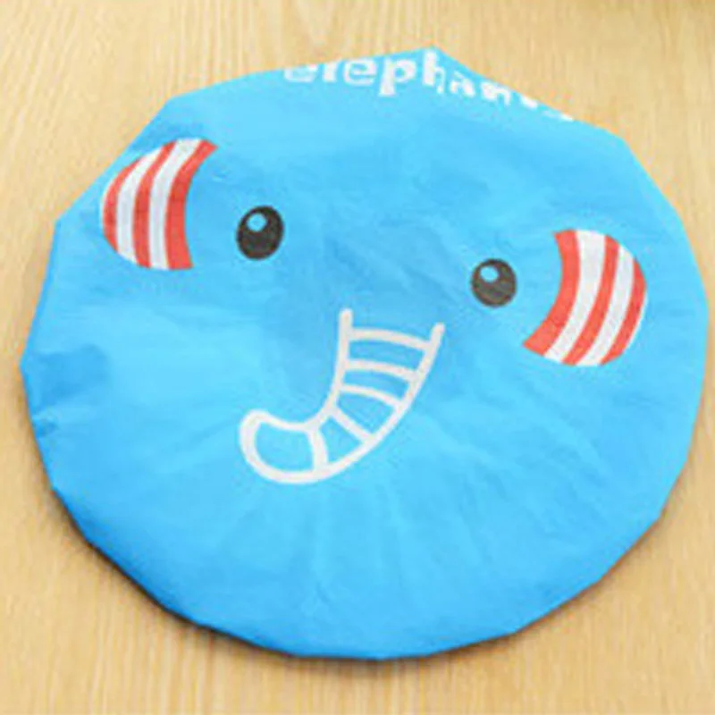 Blue Elephant 1 шт., милая водонепроницаемая шапочка для душа с мультяшным животным, пригодная для использования, эластичная кружевная лента, шапочка для волос, шапка для ванной, набор для ванной, аксессуары - Цвет: Blue Elephant