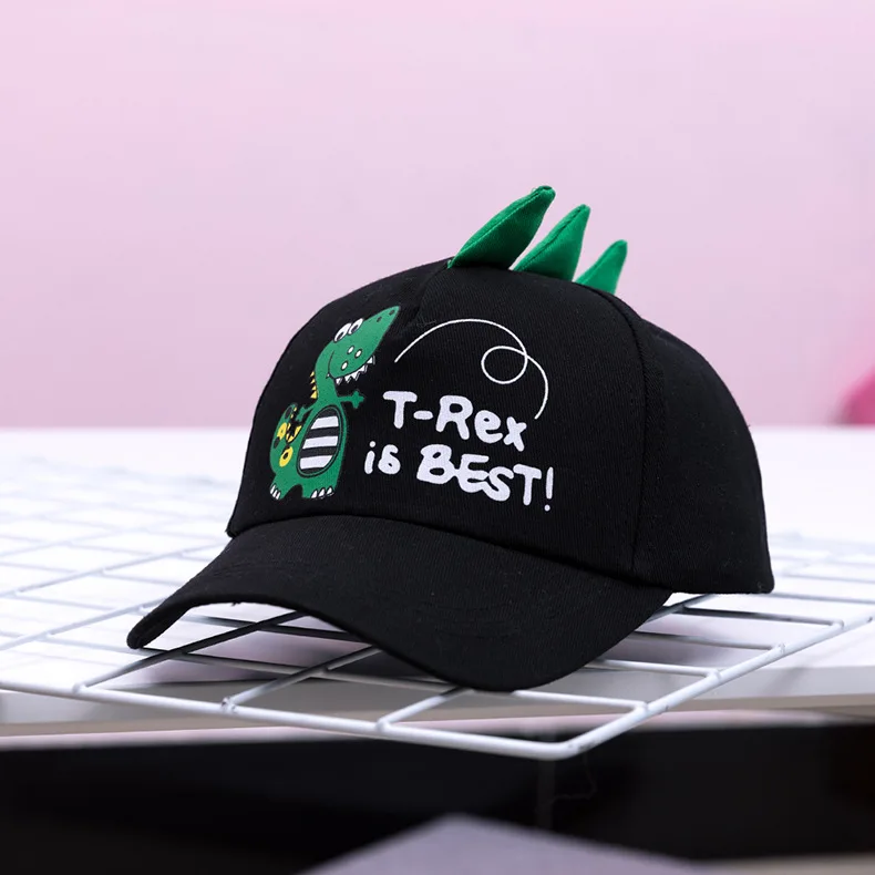 cloth cap black Брендовая милая детская бейсбольная кепка с динозавром, хлопковая сетчатая Кепка для мальчиков и девочек, летняя Детская кепка с изображением животных из мультфильма, голубая Кепка для детей 2-10 лет - Цвет: cloth cap black