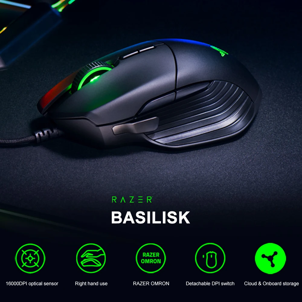 Мышь Компьютерная Razer Basilisk Essential Проводная игровая 6400DPI 8 программируемых