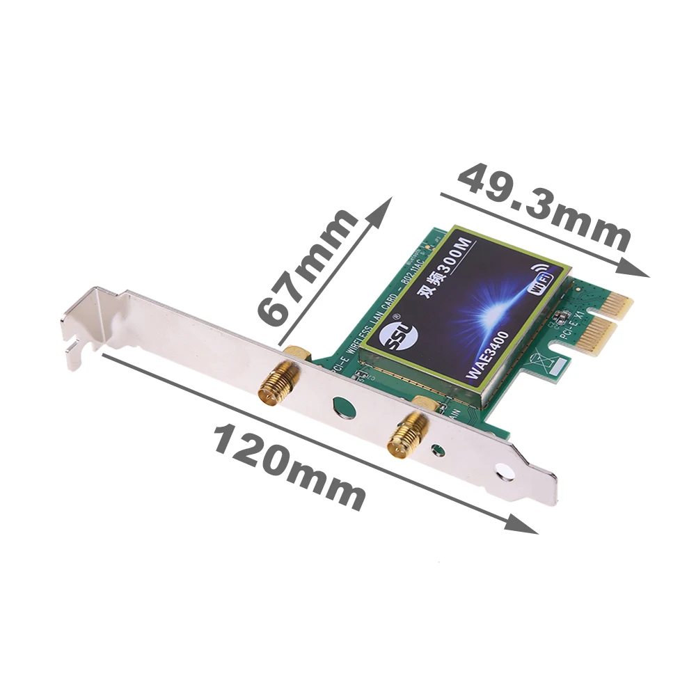 Двухчастотная сетевая карта Ubit PCI E 2 4/5G 300 Мбит/с м 802.11b/g/n совместимая с разъемом