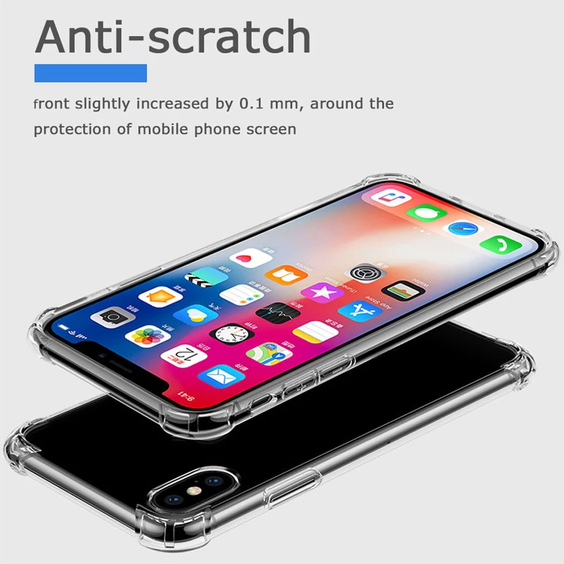 ROSINOP Airbag Transparent TPU Case For iphone 7 6 8 Original Anti-knock Soft Full Covers xs max x xr |