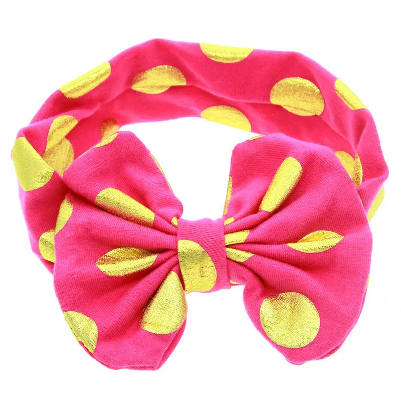 Hot Pink 10 шт./партия, ободок с бантом в Золотой горошек для маленьких девочек - Цвет: Hot Pink