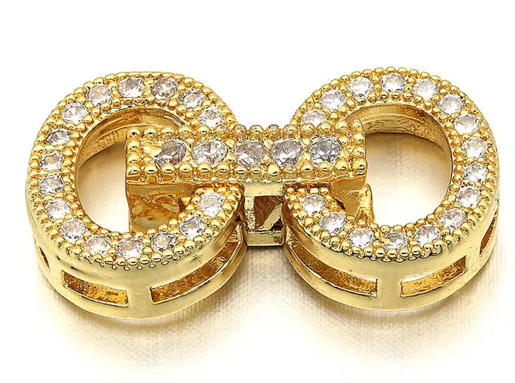 Gold 11*19 мм латунные застежки-крючки с кубическим цирконием для ювелирных изделий Diy, аксессуары, смешанные цвета, Модель: VK36 - Цвет: Gold