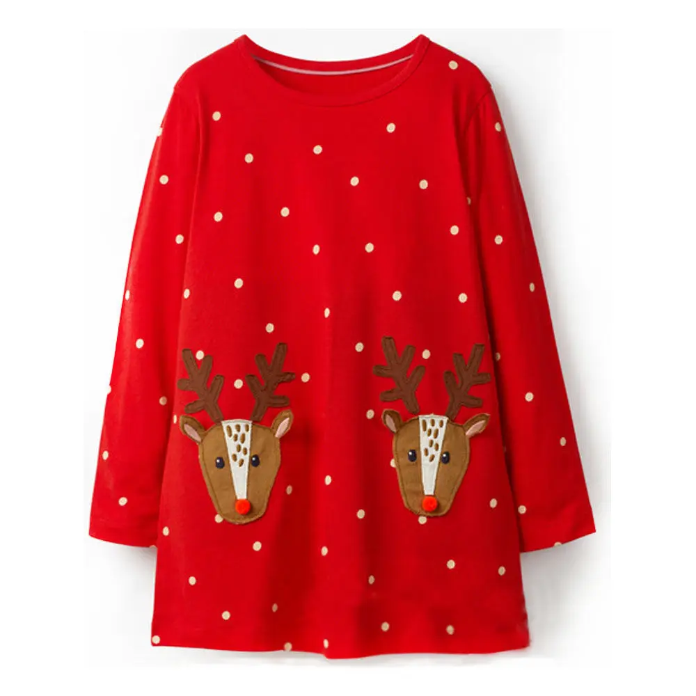 Littlemandy Girls Dress Alpaca Appliques 2019 Autumn New Princess Dresses For Girl Kids Baby Clothes Long Sleeve | Детская одежда и