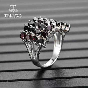 Natural gemstone - black garnet rings 925 sterling silver 2