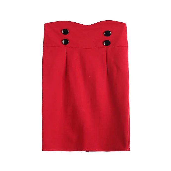 Women's Casual Button Front Mini Skirts Office Lady Work Formal Uniform Black Red High Waist Bodycon Bandage Pencil 2528 | Женская