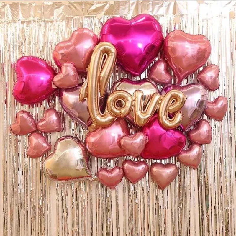 Воздушные шары из фольги с надписью Love лигатуры на годовщину свадьбы День