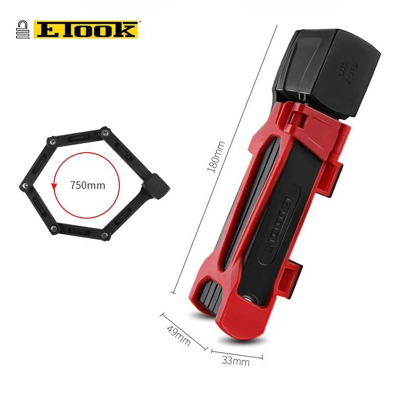 Прочный складной замок ETOOK для велосипеда электрического мотоцикла MTB горного