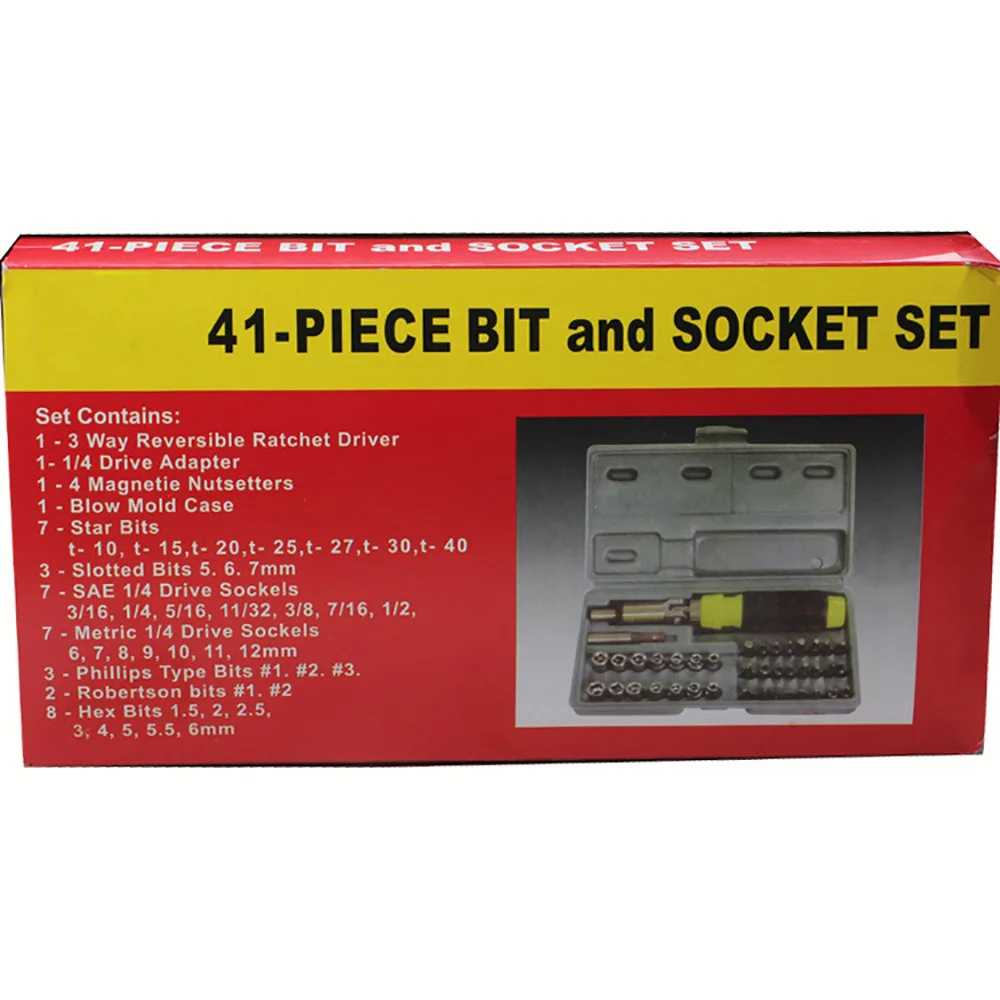 41 шт. Электронная отвертка Набор бит и гнезд ключ Магнитный Реверсивный трещотка