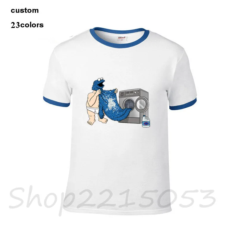 Смешные Прачечная день карман Печенья Монстр мужские футболки темно синие Топы