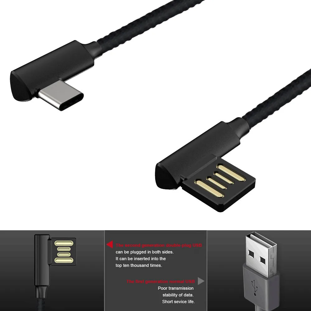 Прямоугольный разъем (под углом 90 градусов микро USB 2 0 3 1 Type C кабель для зарядного