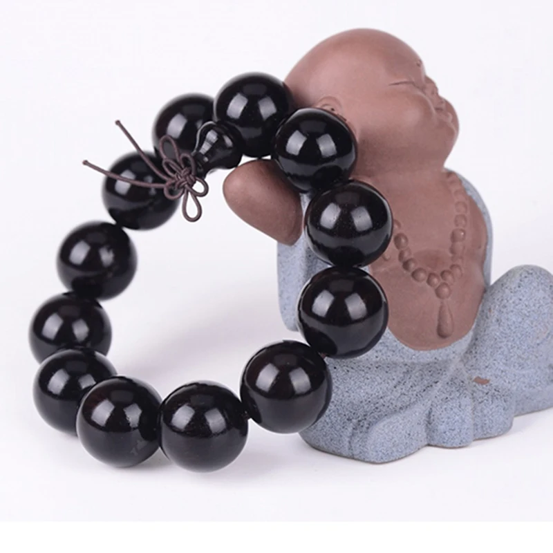 Подлинные деревянные браслеты из черного сандалового дерева бусины Будды